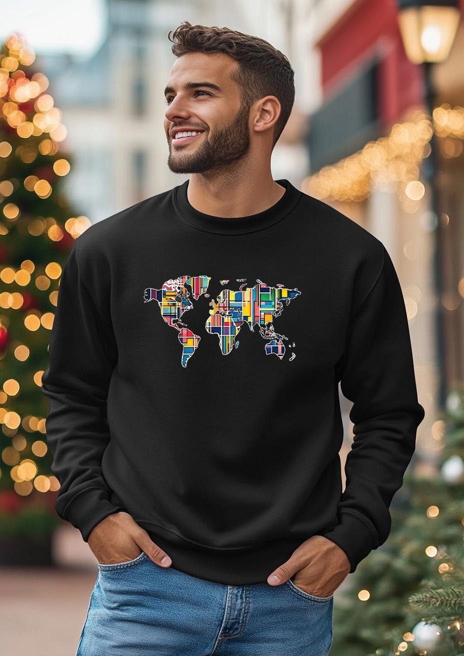 Unisex Retro World Map Sweatshirt
