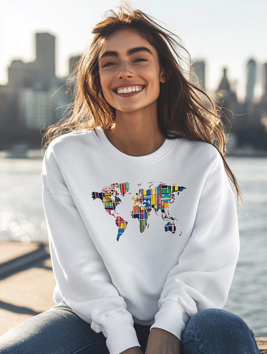Unisex Retro World Map Sweatshirt