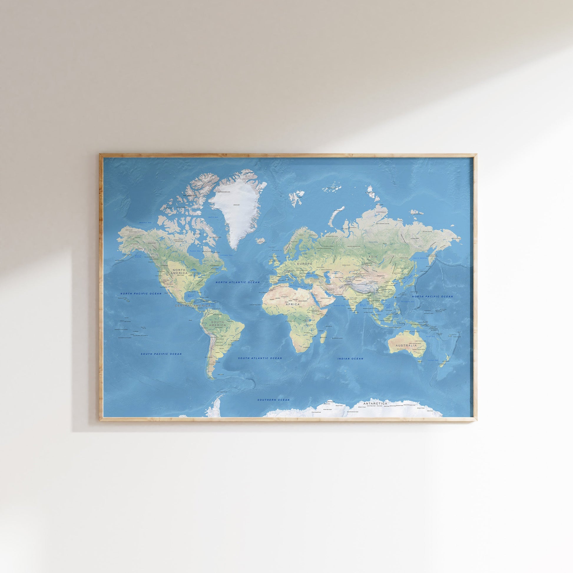 World map on a white wall