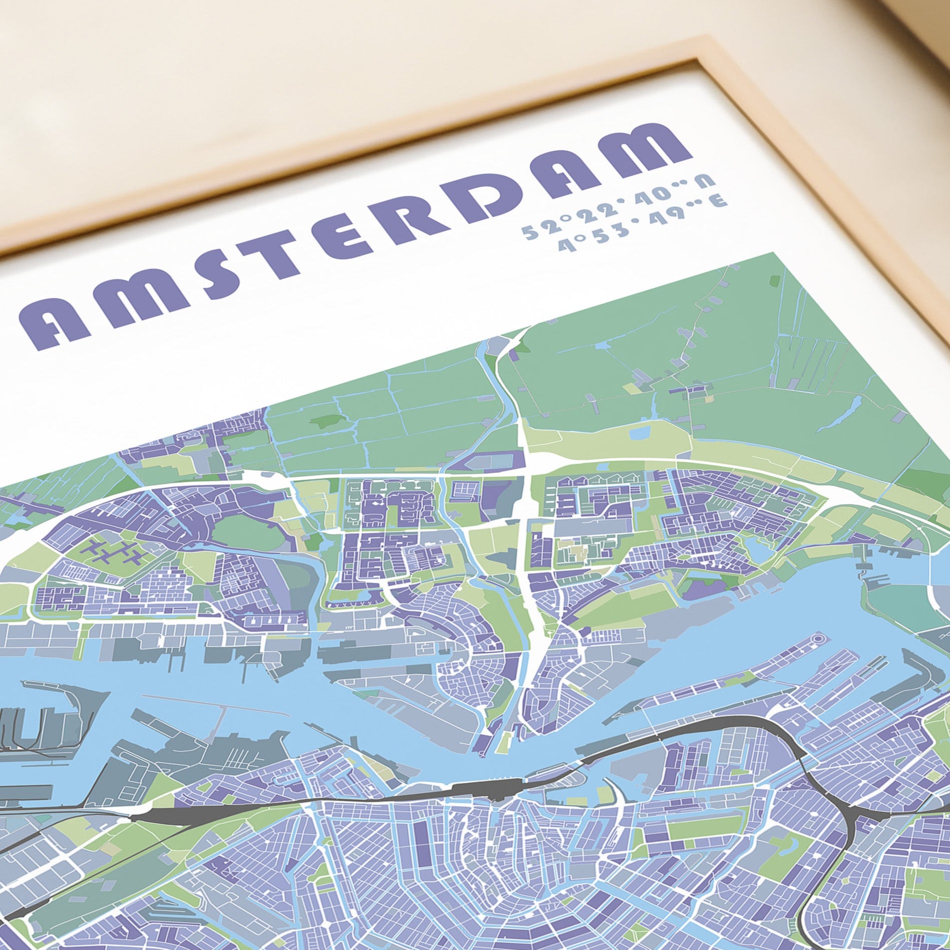 Amsterdam city map print.