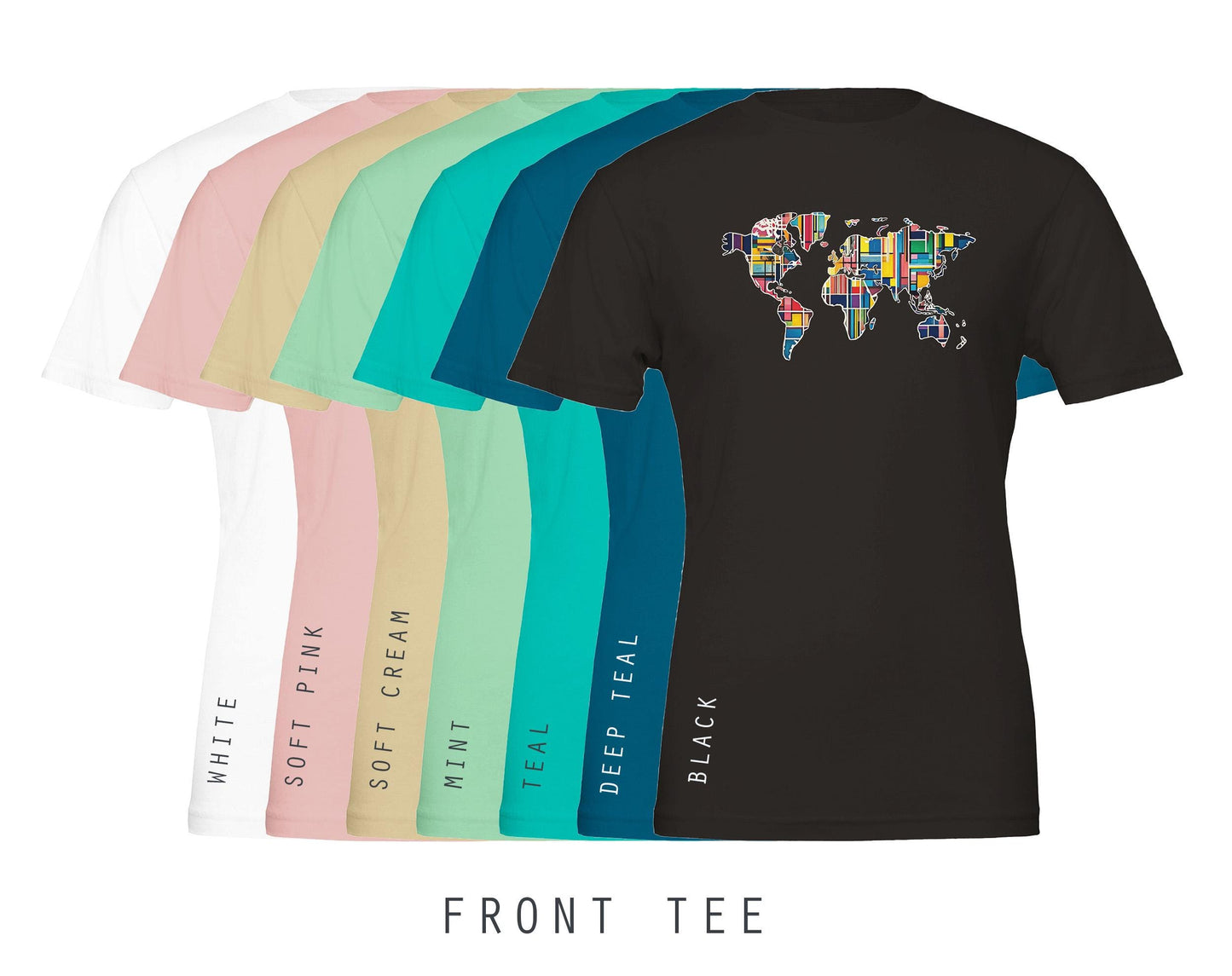 T-shirt unisexe rétro avec carte du monde