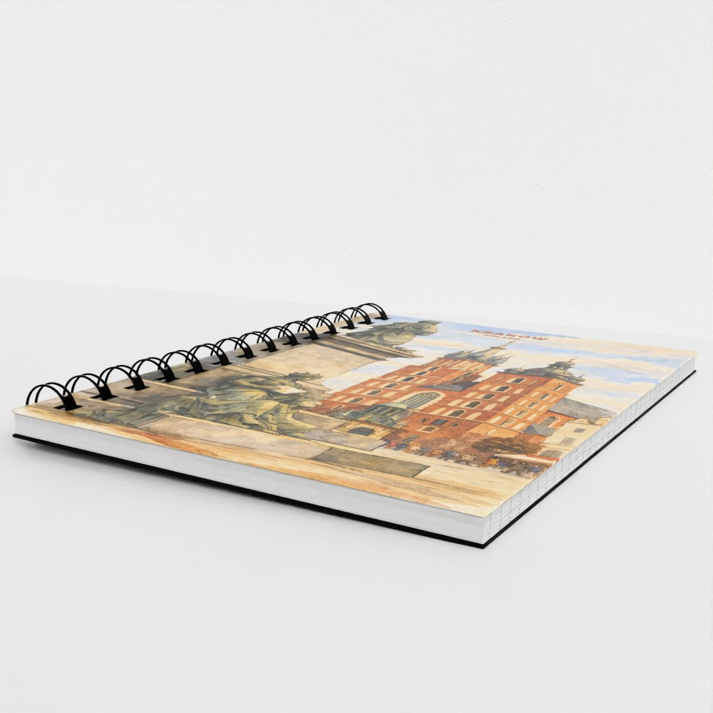 Notebook with a scenic cover of Krakow in Poland, on a white background