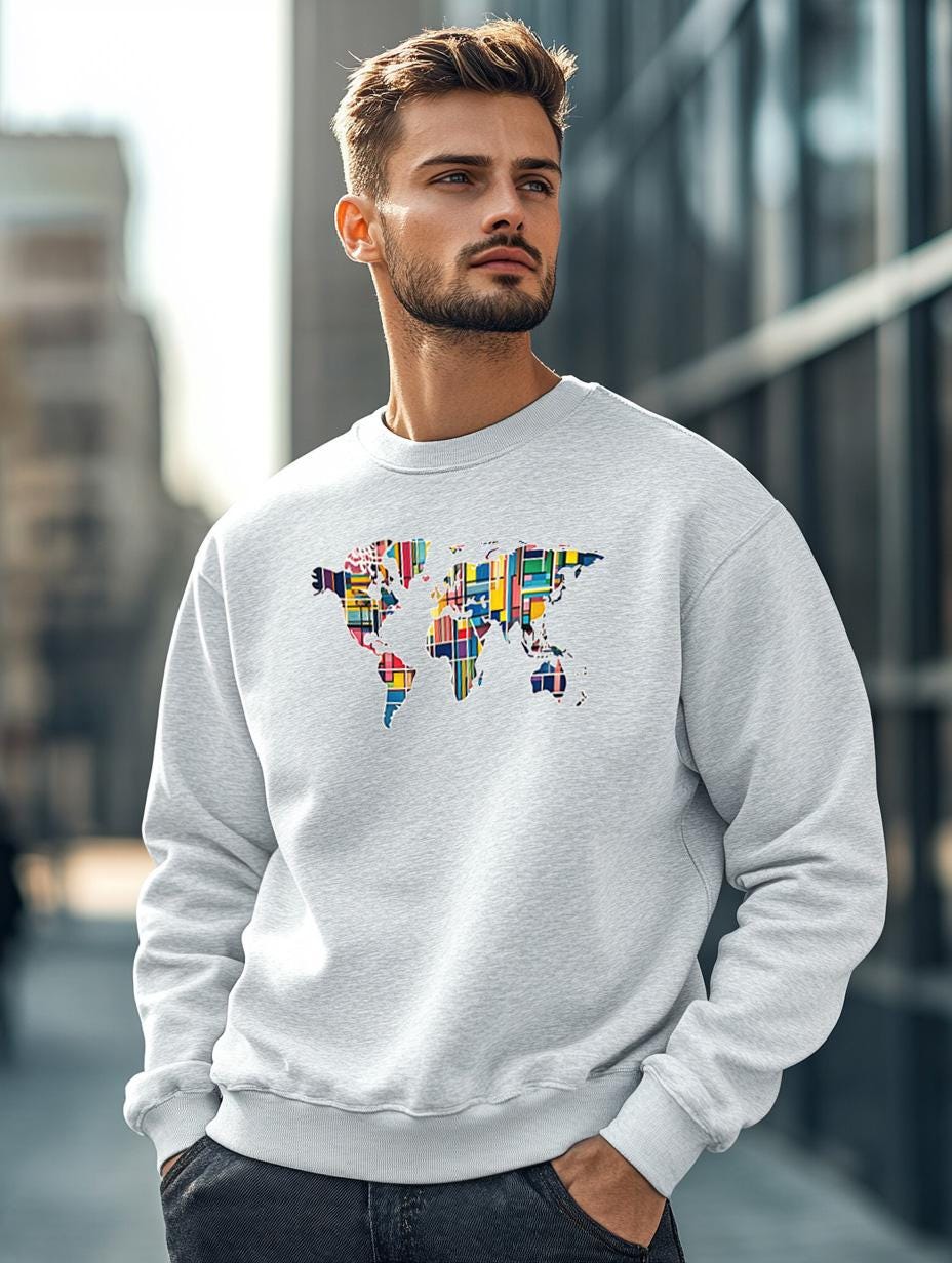 Unisex Retro World Map Sweatshirt