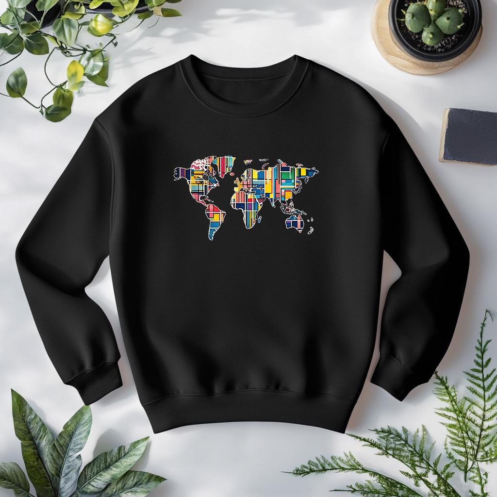 Unisex Retro World Map Sweatshirt