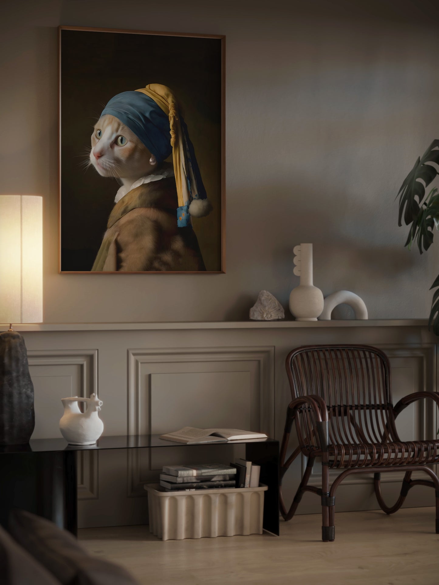 Portrait of Ginger Cat with Pearl earring