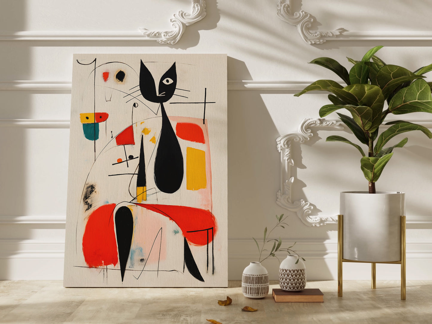 Miro woman with cat Wall Art