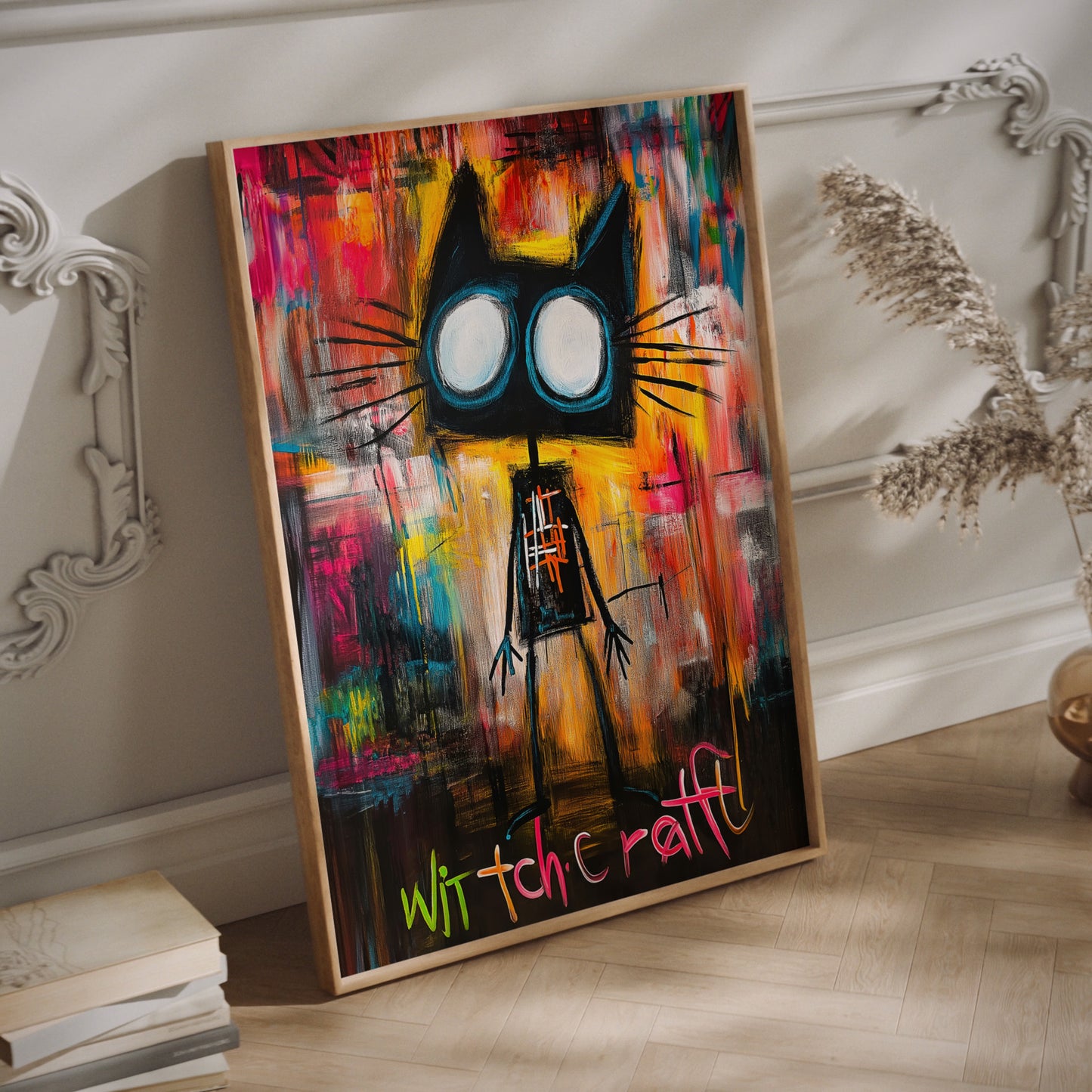 Basquiat black cat wall art