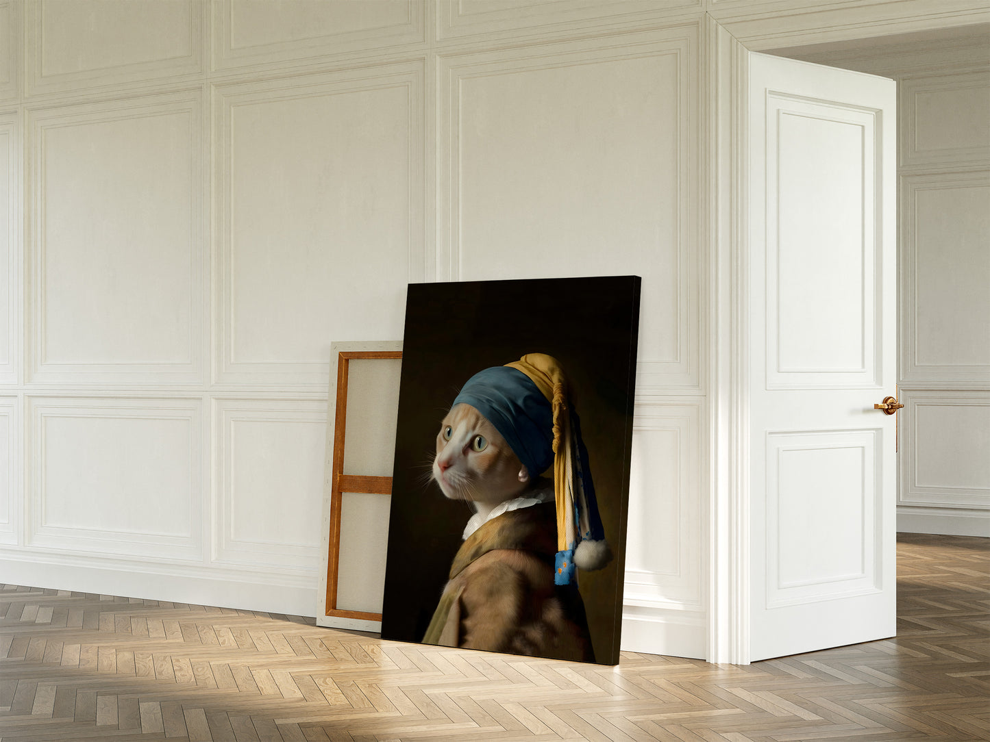 Portrait of Ginger Cat with Pearl earring