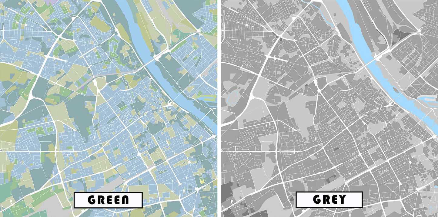 Detail for the Warsaw travel map poster.