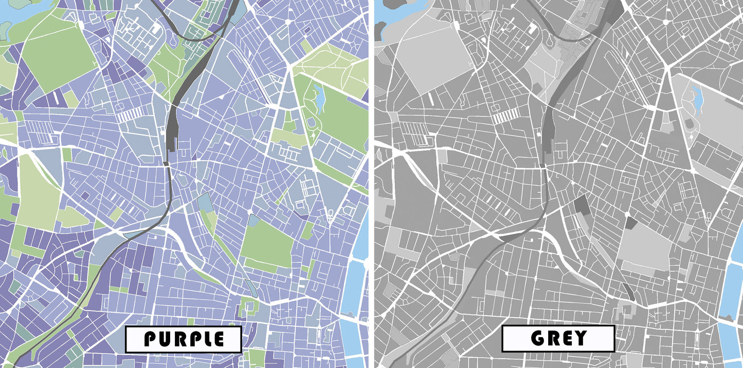 Detail of the Copenhaguen travel map poster.