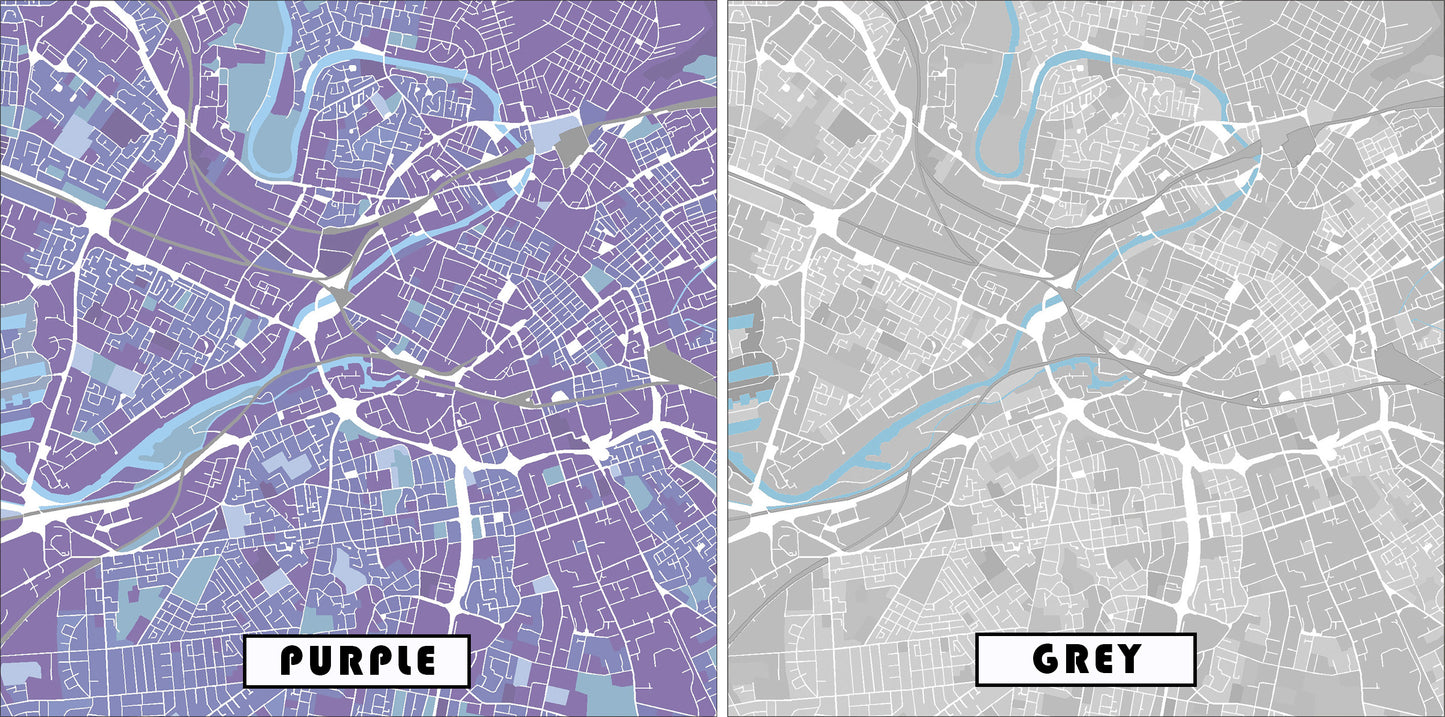 Detail of the Manchester travel map poster.