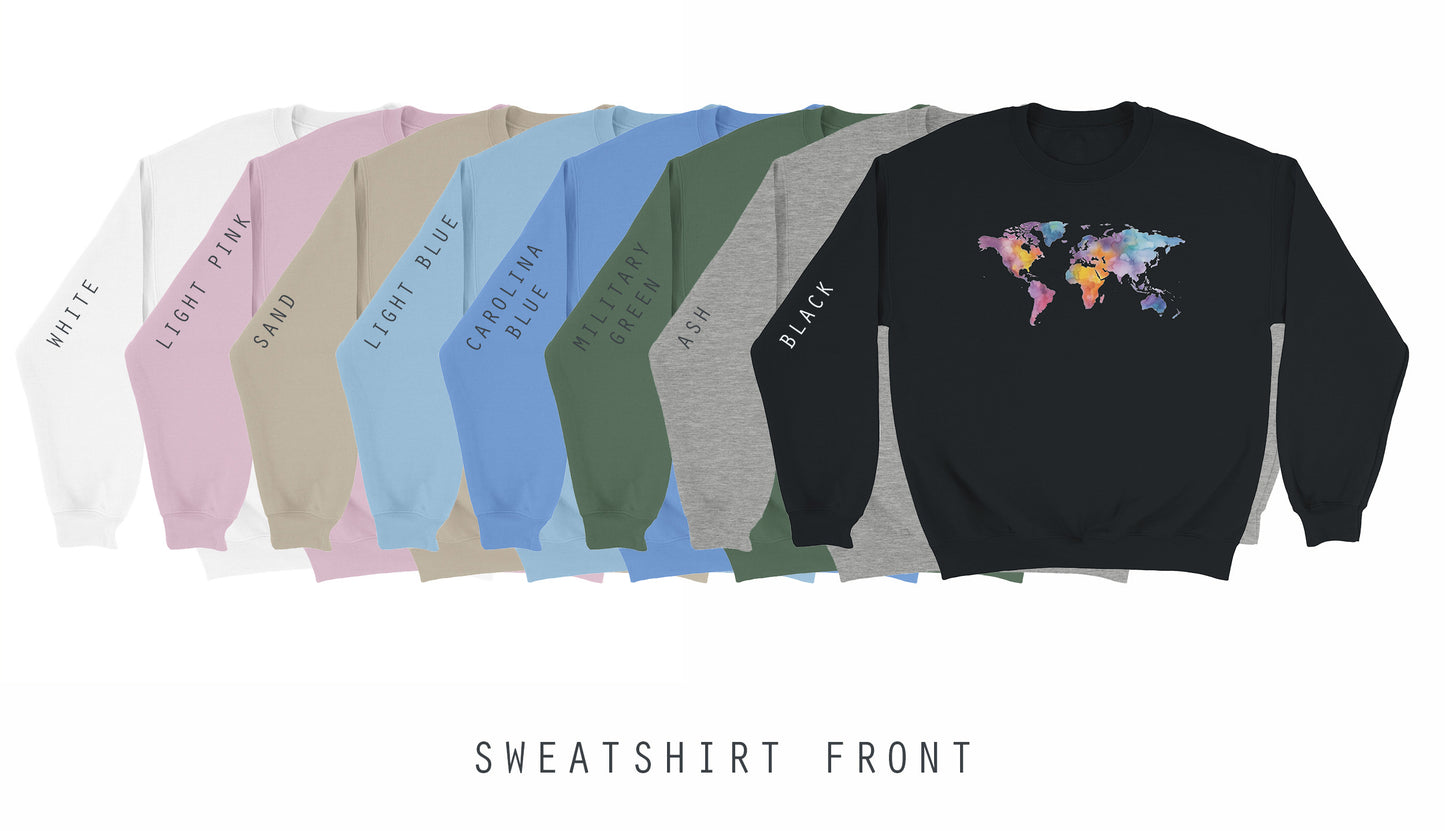 Watercolour World Map Sweatshirt