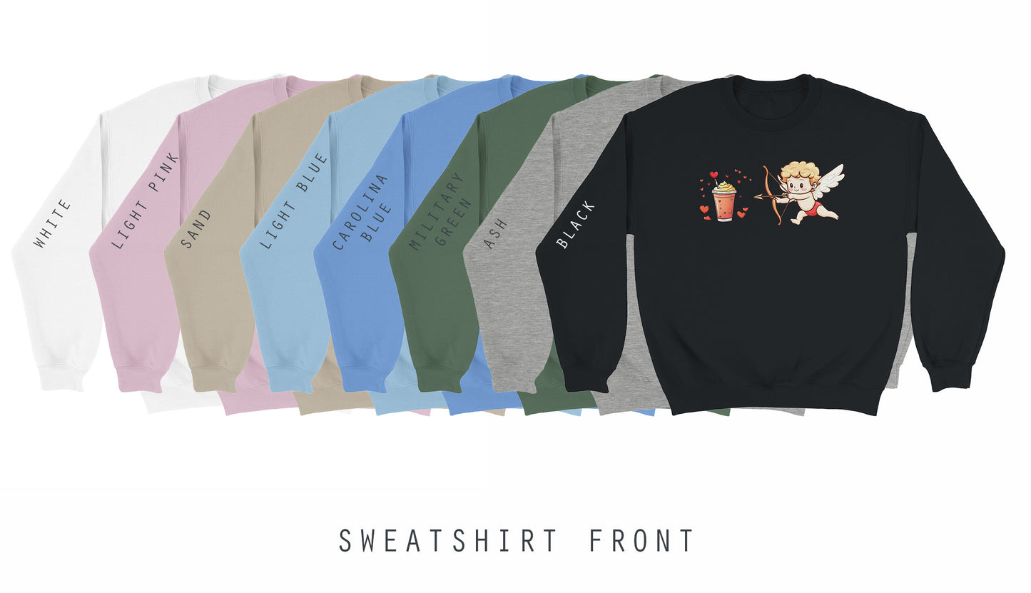 Amor jagt einen Frappuccino Unisex Sweatshirt