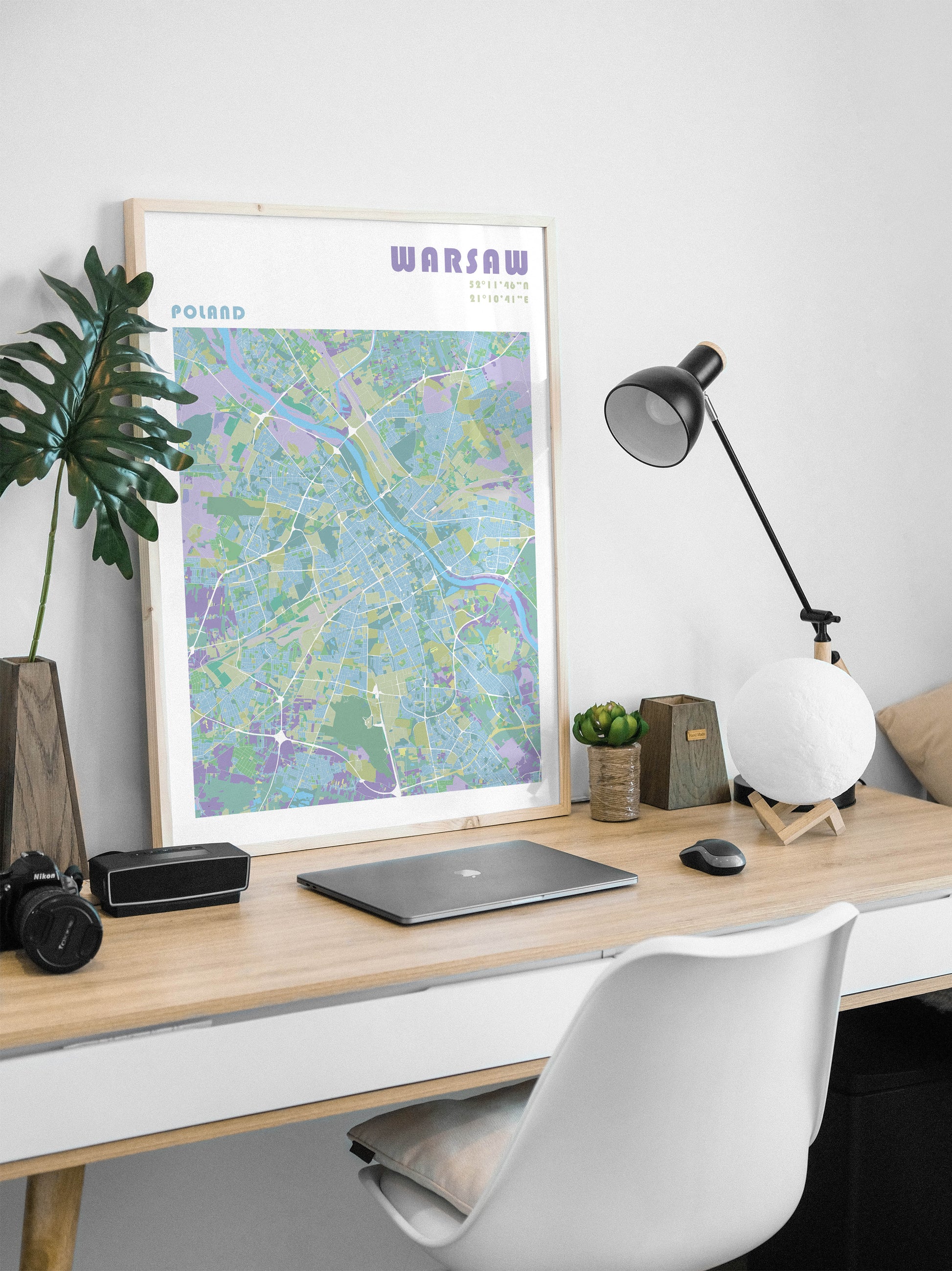Warsaw city map print.