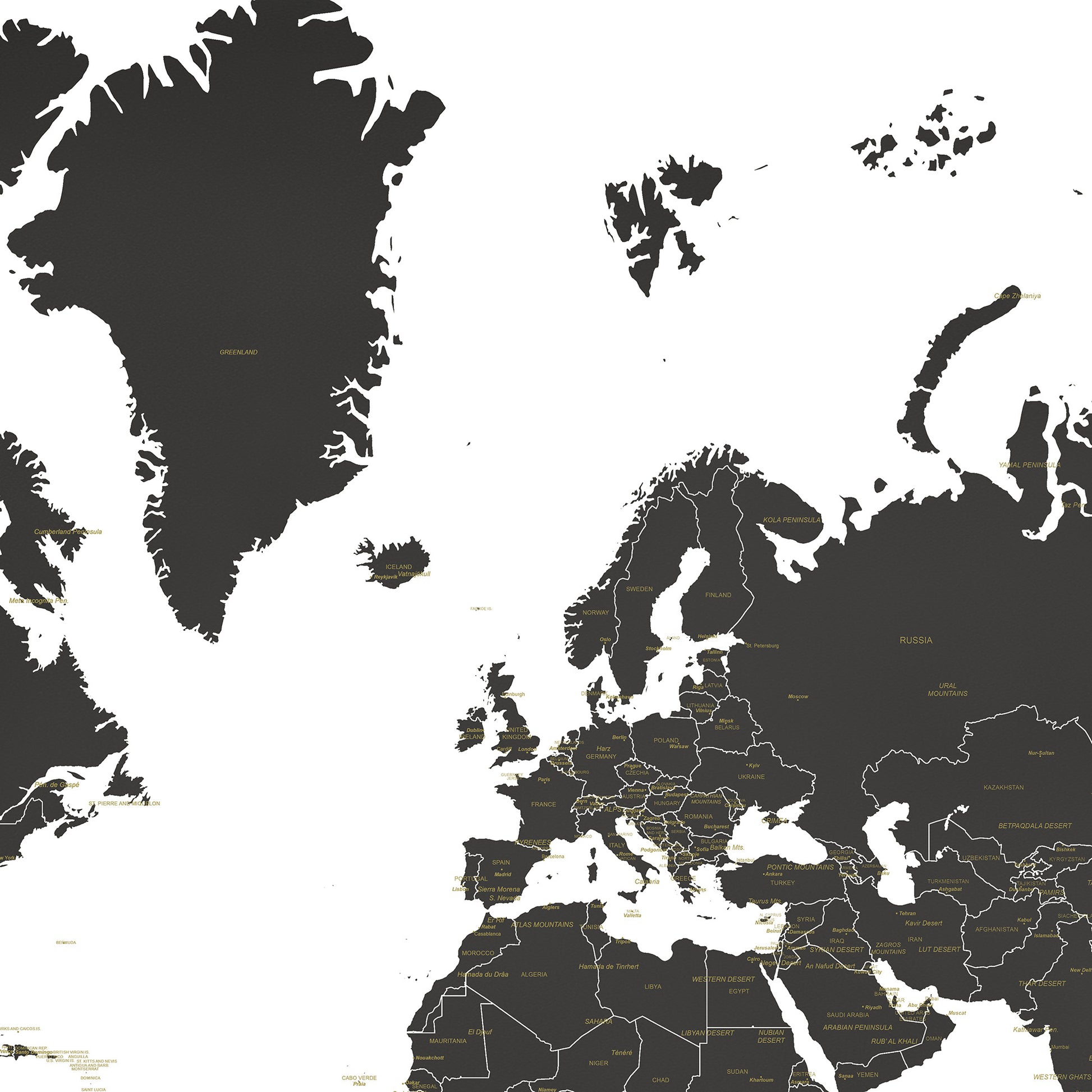 Map of Europe with country boundaries on a white background