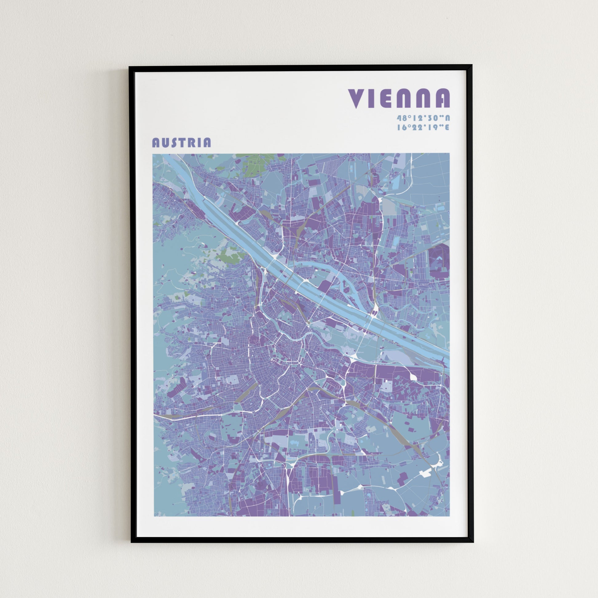 Vienna travel map poster.