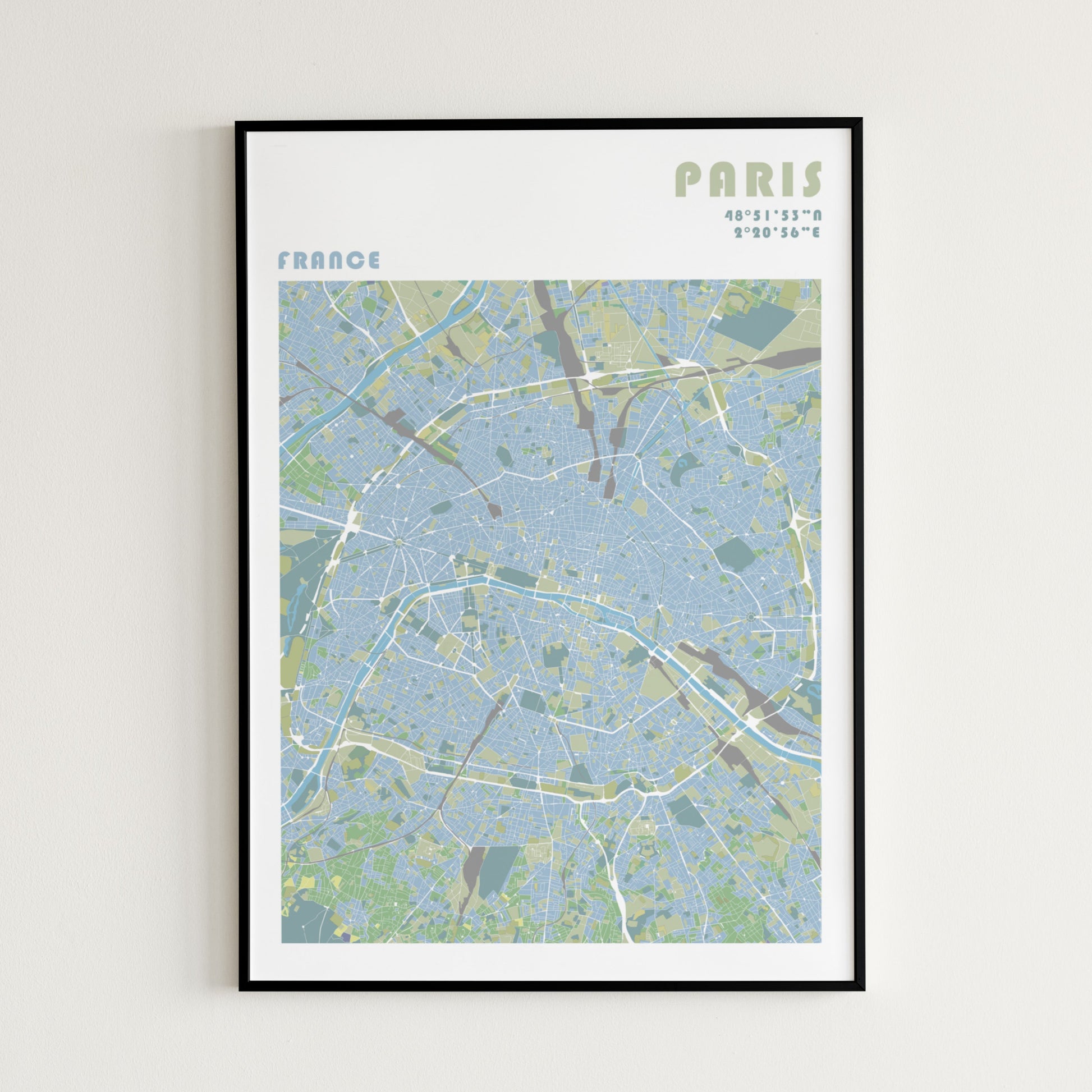 Paris travel map poster.