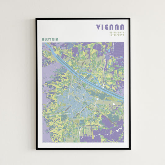 Vienna travel map poster.