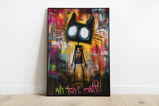 Basquiat black cat wall art