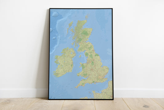 Britain map print | Bristish Isles canvas wall art
