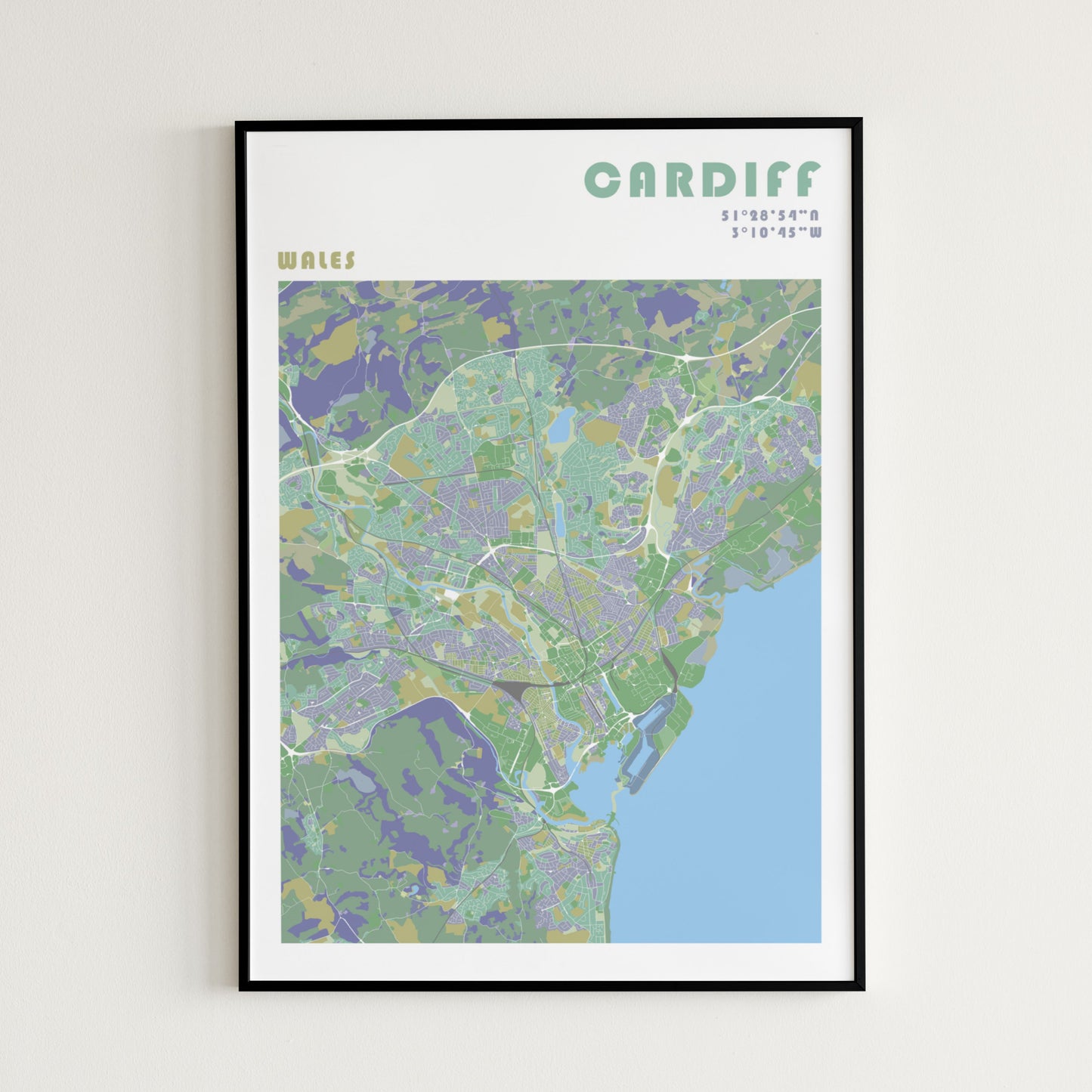 Cardiff tCardiff travel map poster.