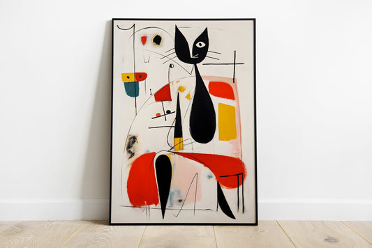 Miro woman with cat Wall Art