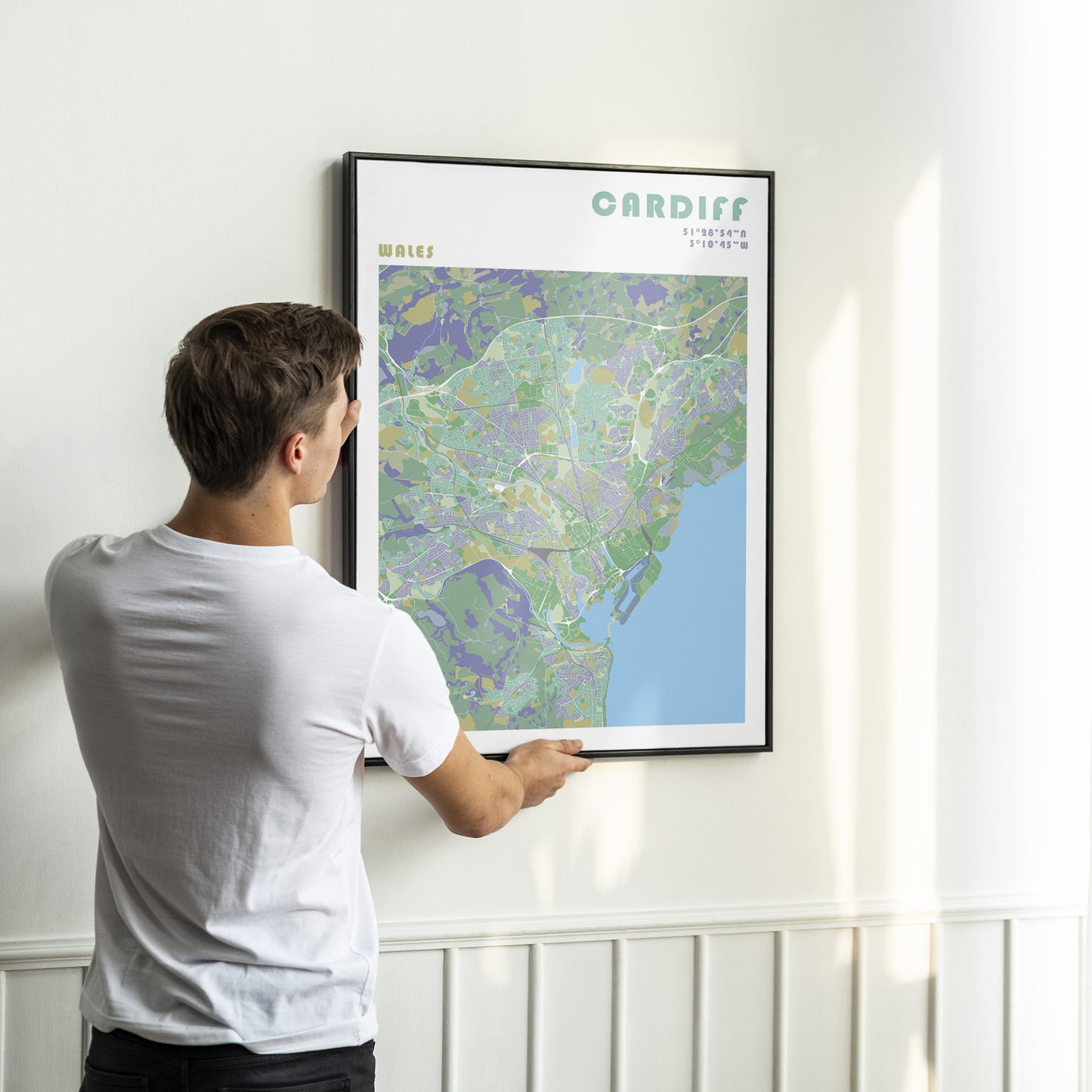 Cardiff city map poster wall art.