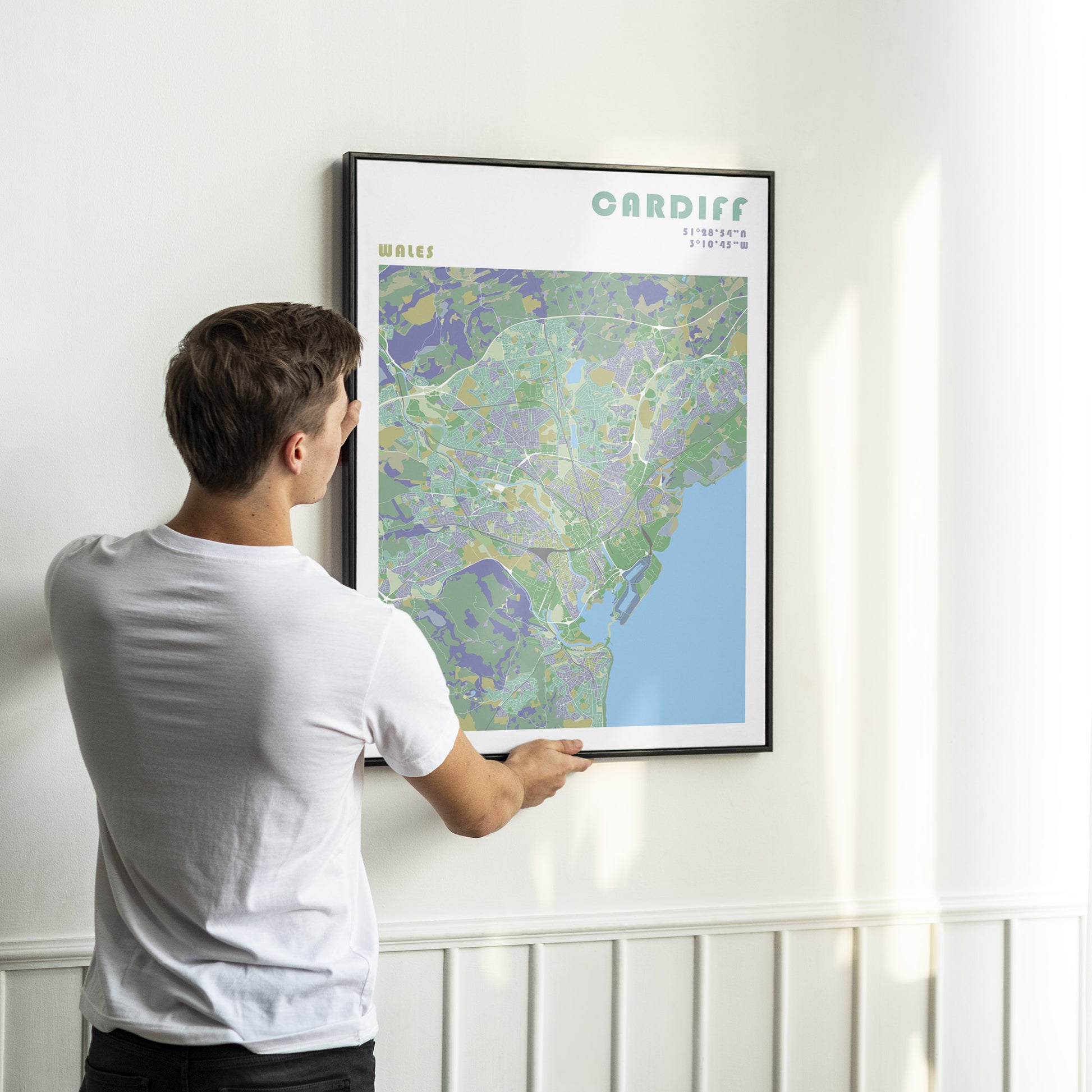 Cardiff city map poster wall art.