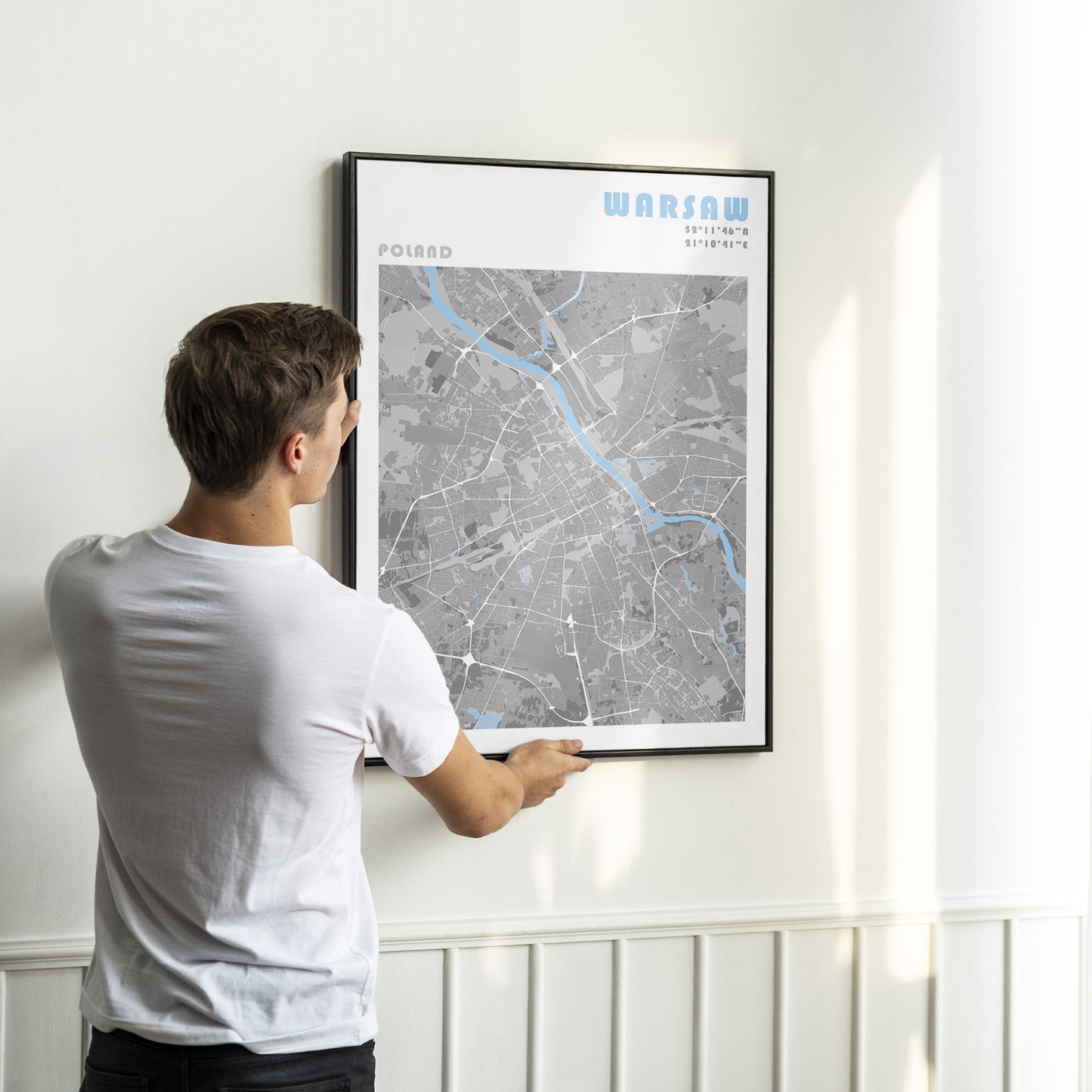 Warsaw city map print.