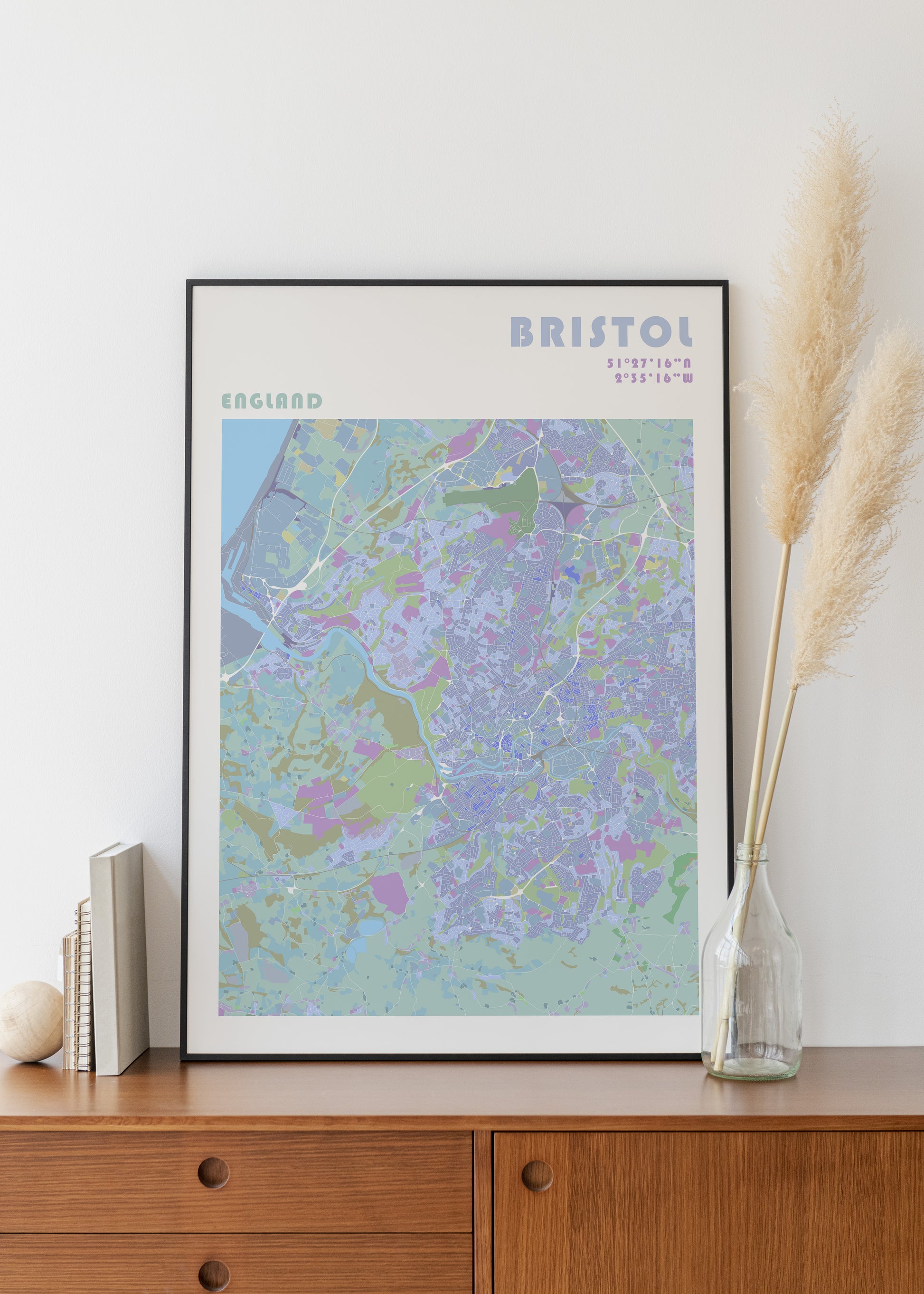 Bristol wall art in a black metal frame.