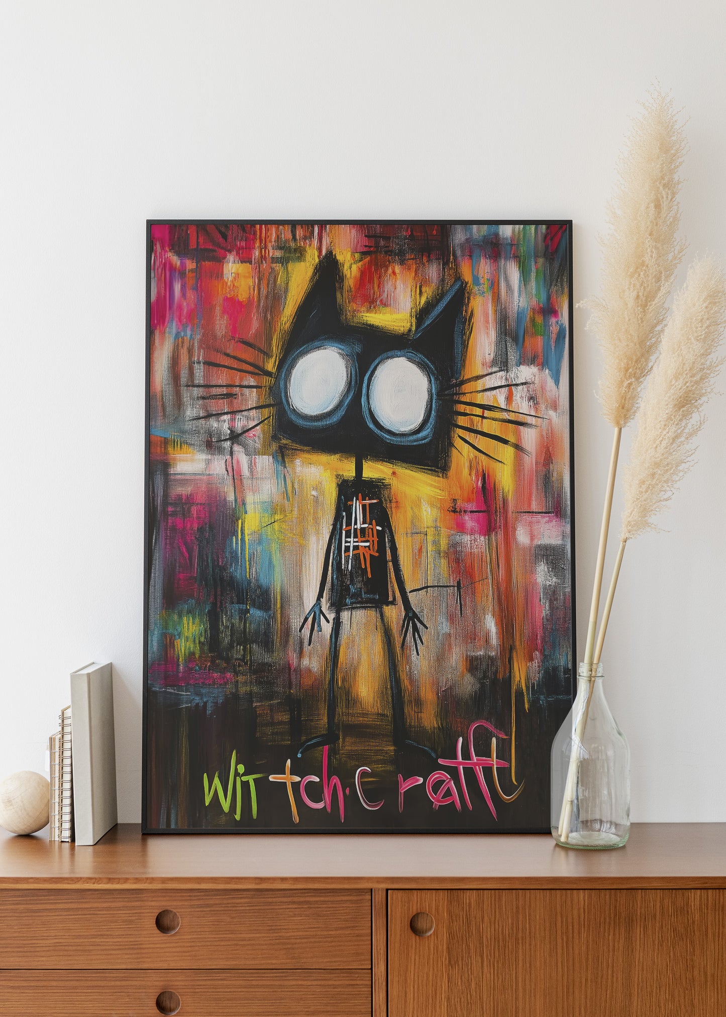 Basquiat black cat wall art