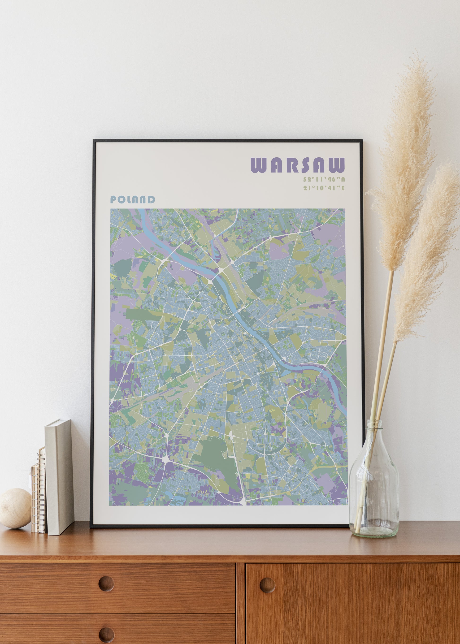 Warsaw city map print.