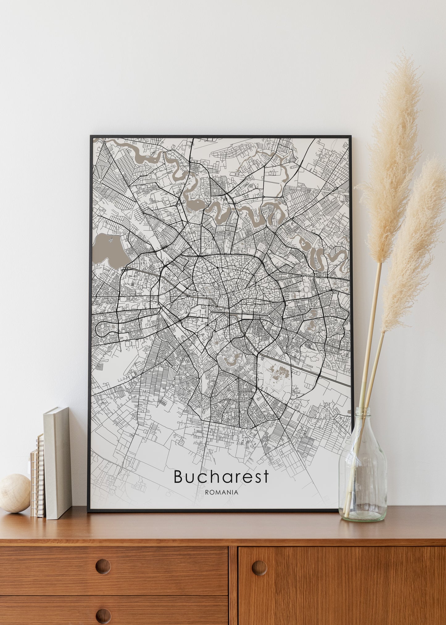 Bucharest Map print | Different colors and canvas - The Hue Map