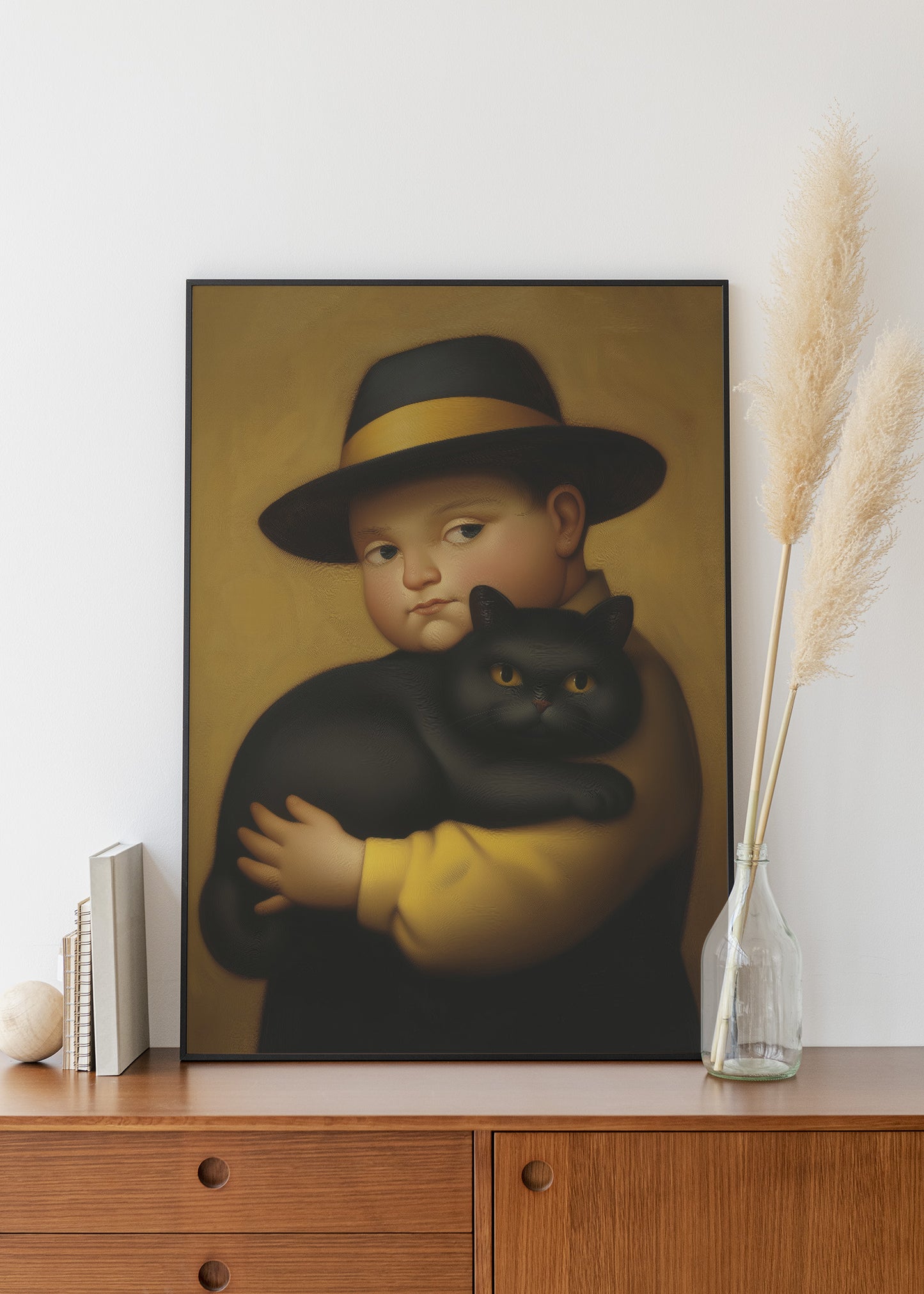 Botero Boy with Black Cat