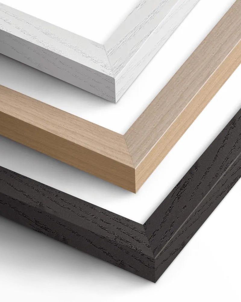 Frame options for the watercolor blue world map wall art.