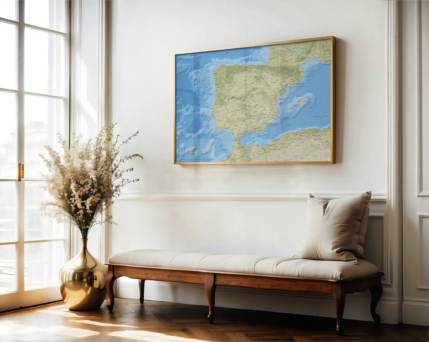 Relief map of spain wall art.