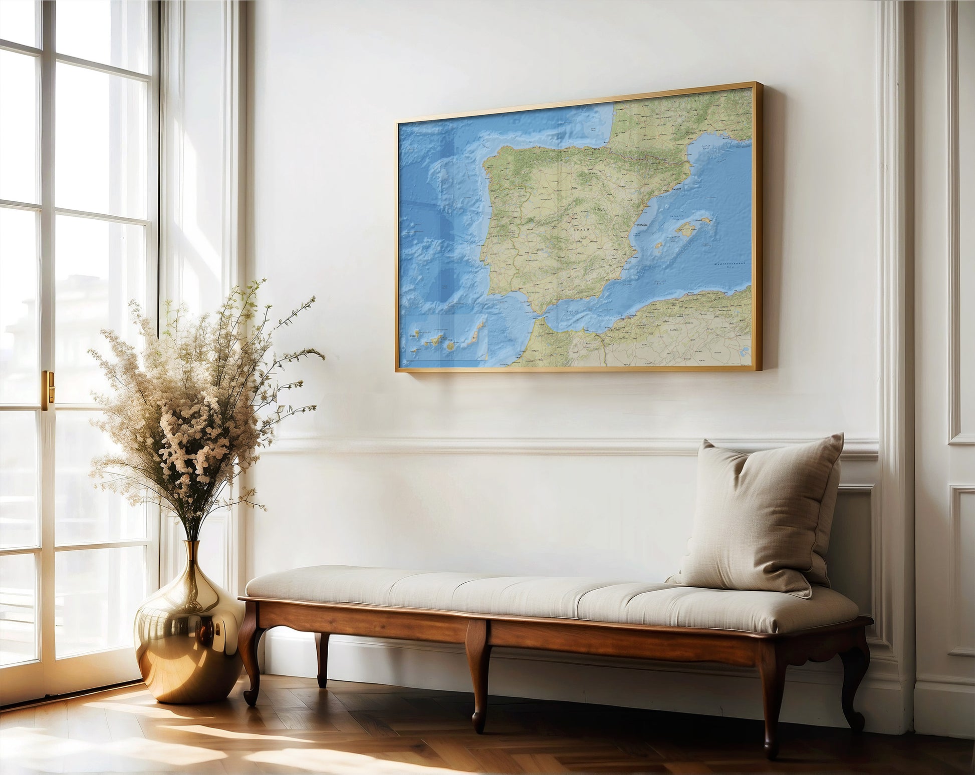 Relief map of spain wall art.