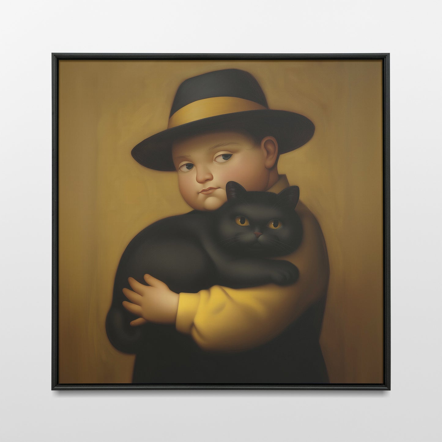 Botero Boy with Black Cat