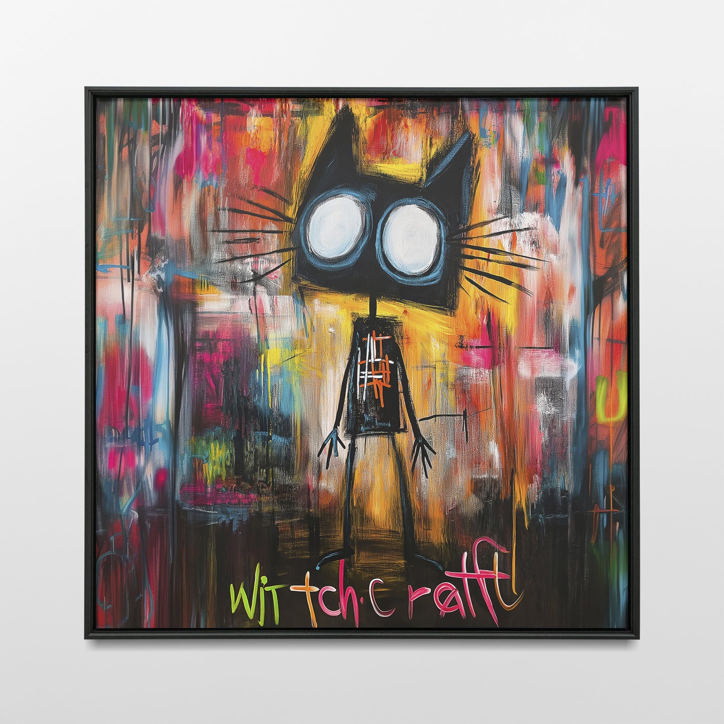 Basquiat black cat wall art