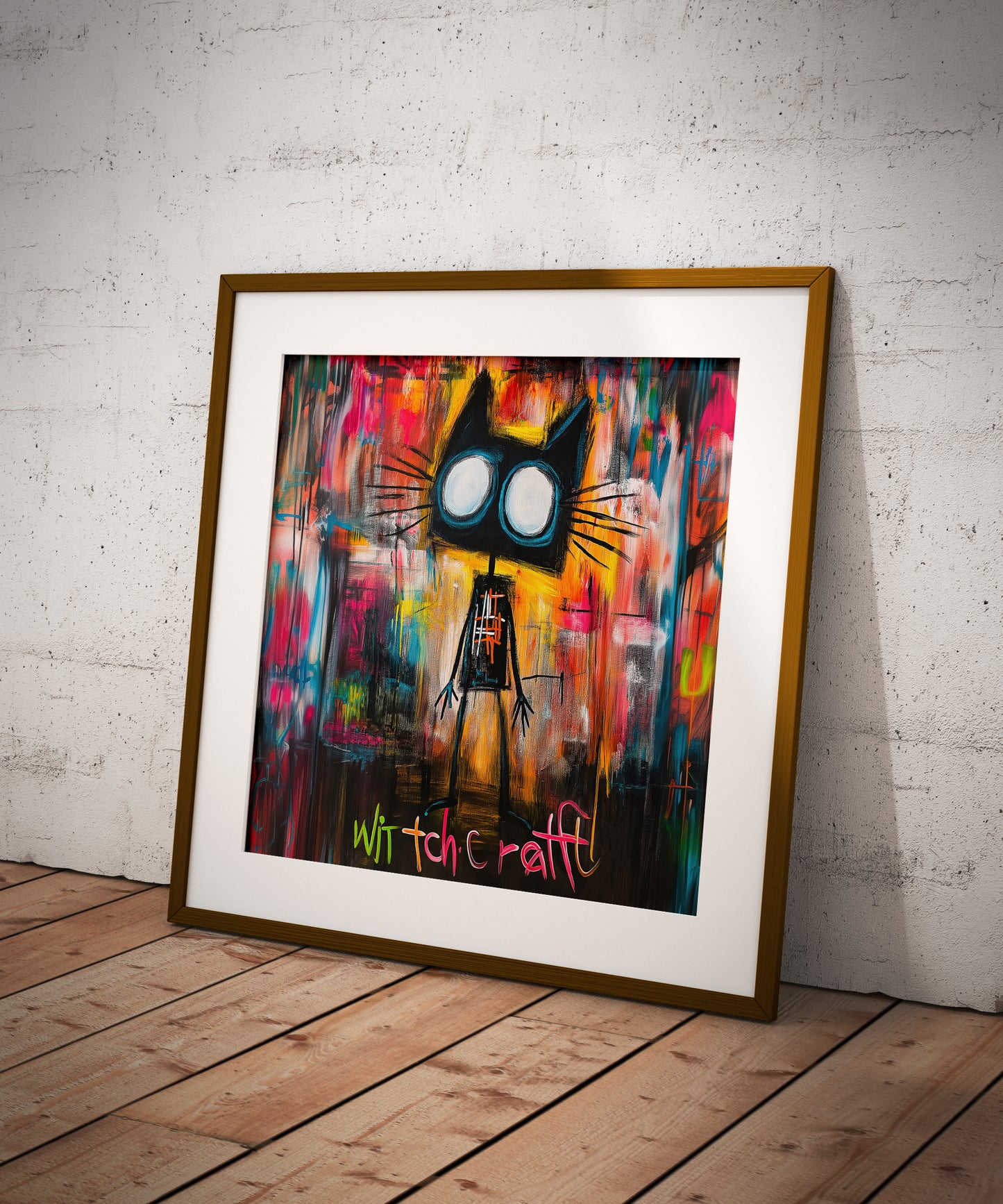 Basquiat black cat wall art