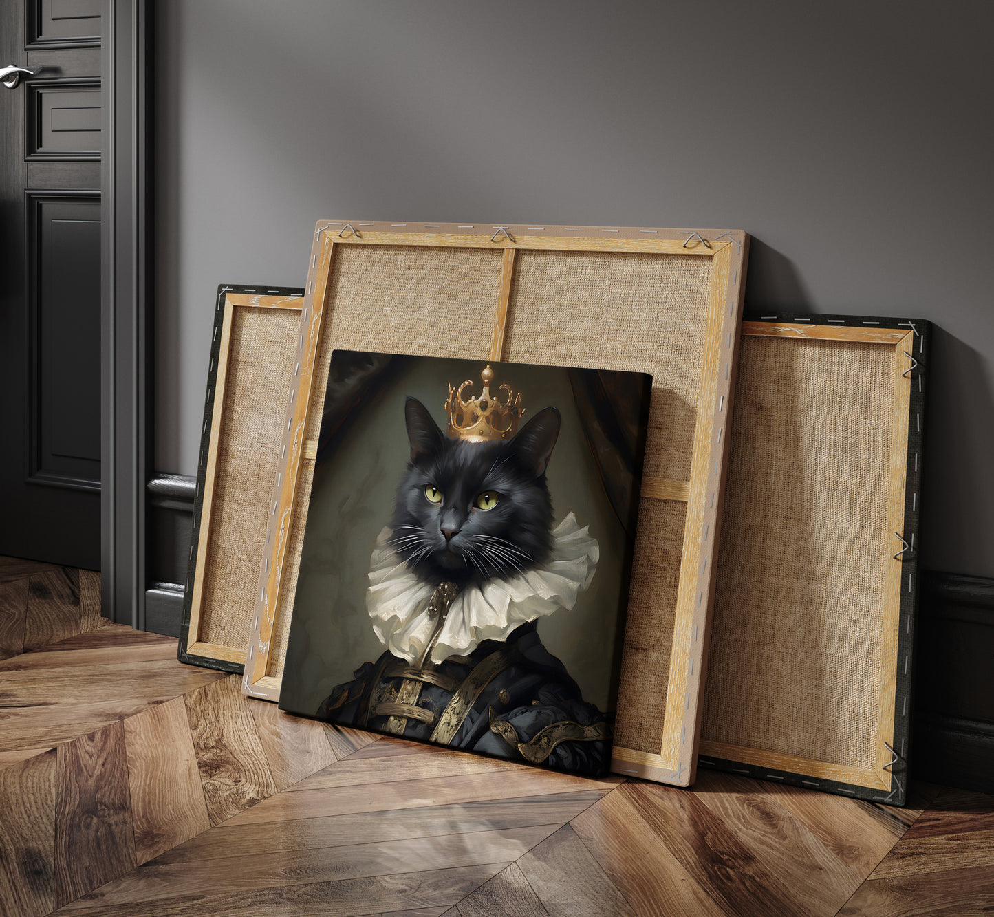 King Black Cat wall art | Different sizes and canvas - The Hue Map