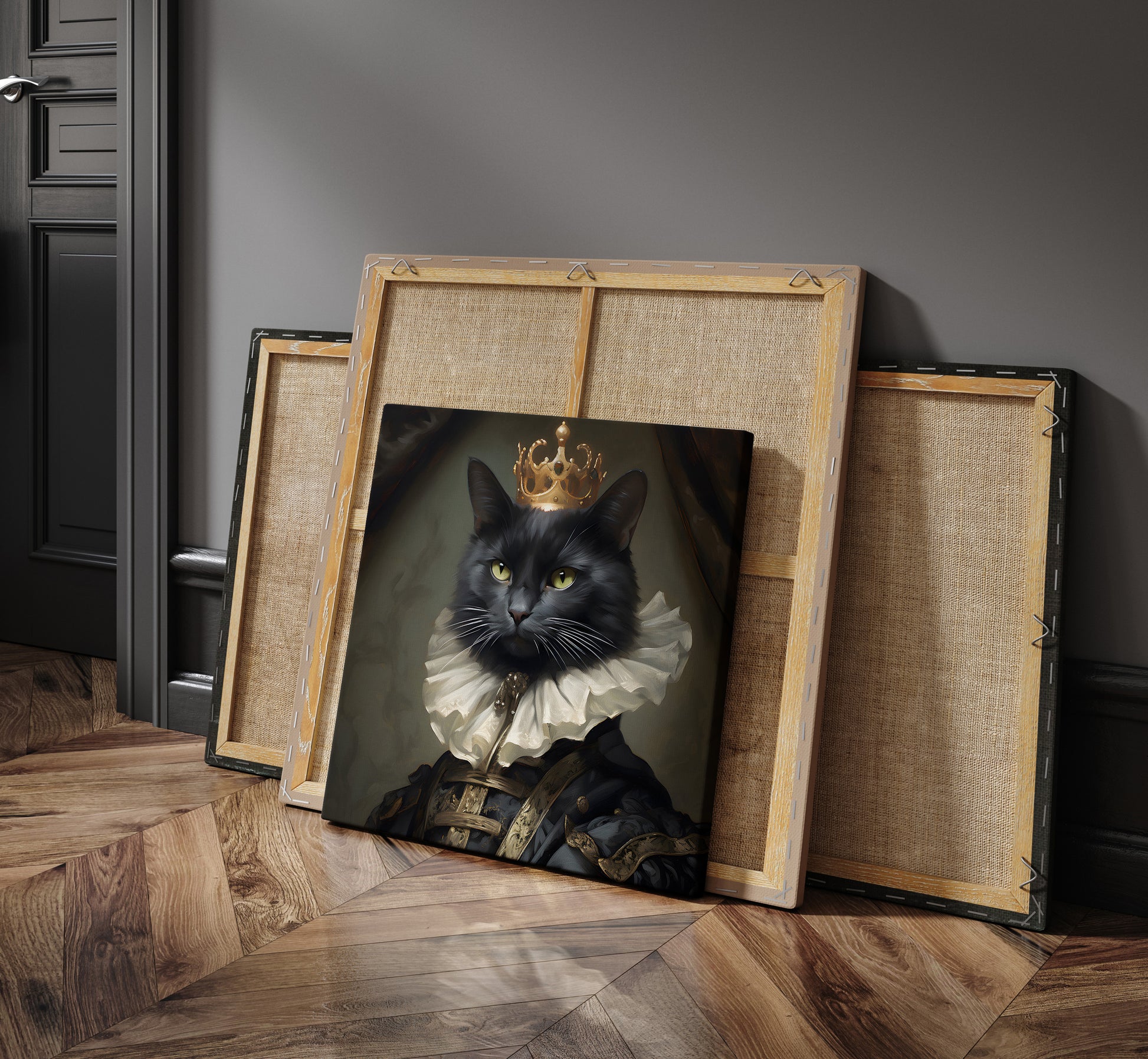 King Black Cat wall art | Different sizes and canvas - The Hue Map