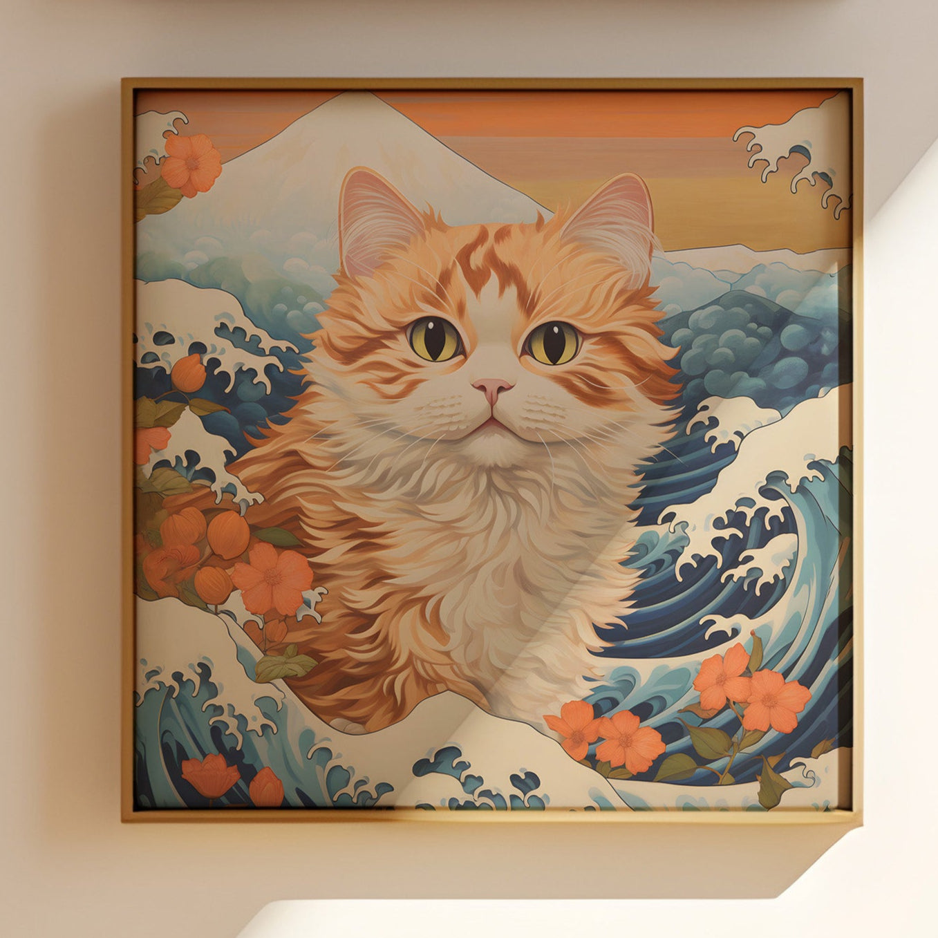 Hokusai Cat print | Different sizes and canvas - The Hue Map