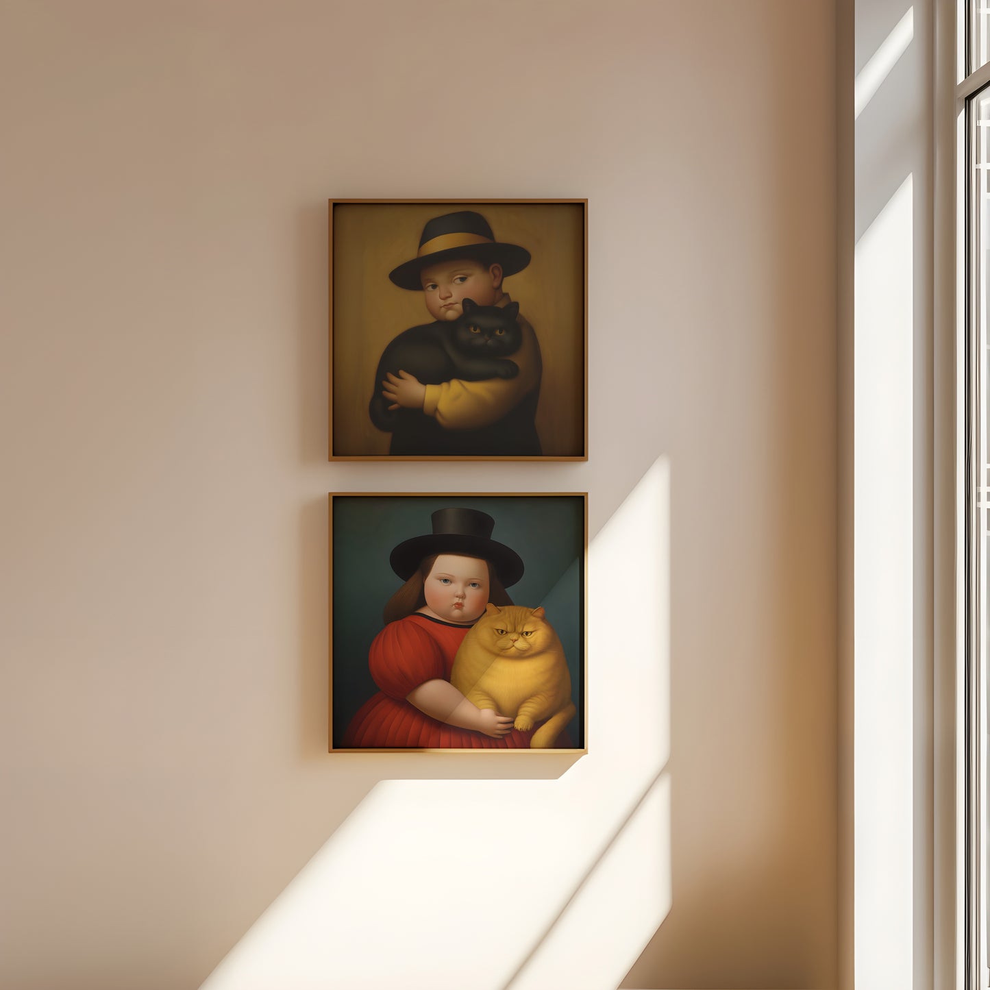 Botero Boy with Black Cat