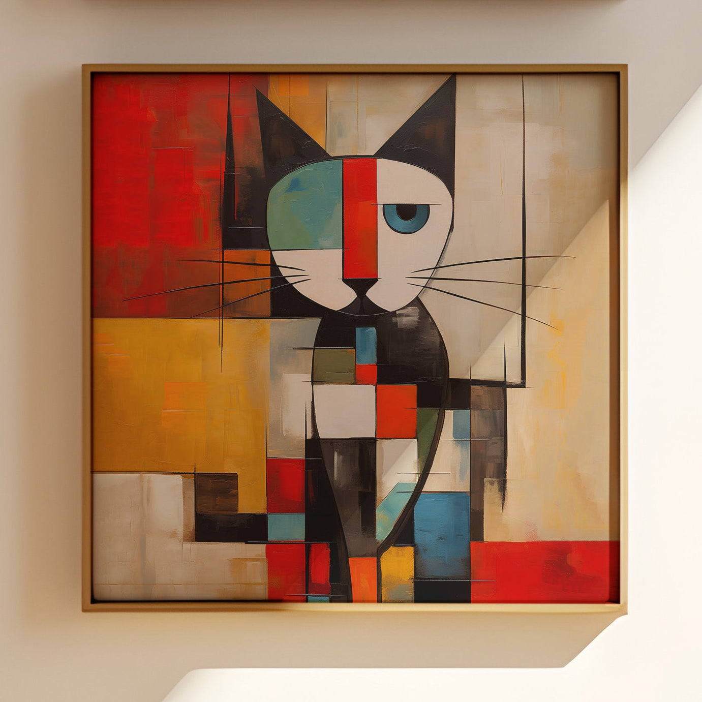 Mondrian Cat print | Different sizes and canvas - The Hue Map