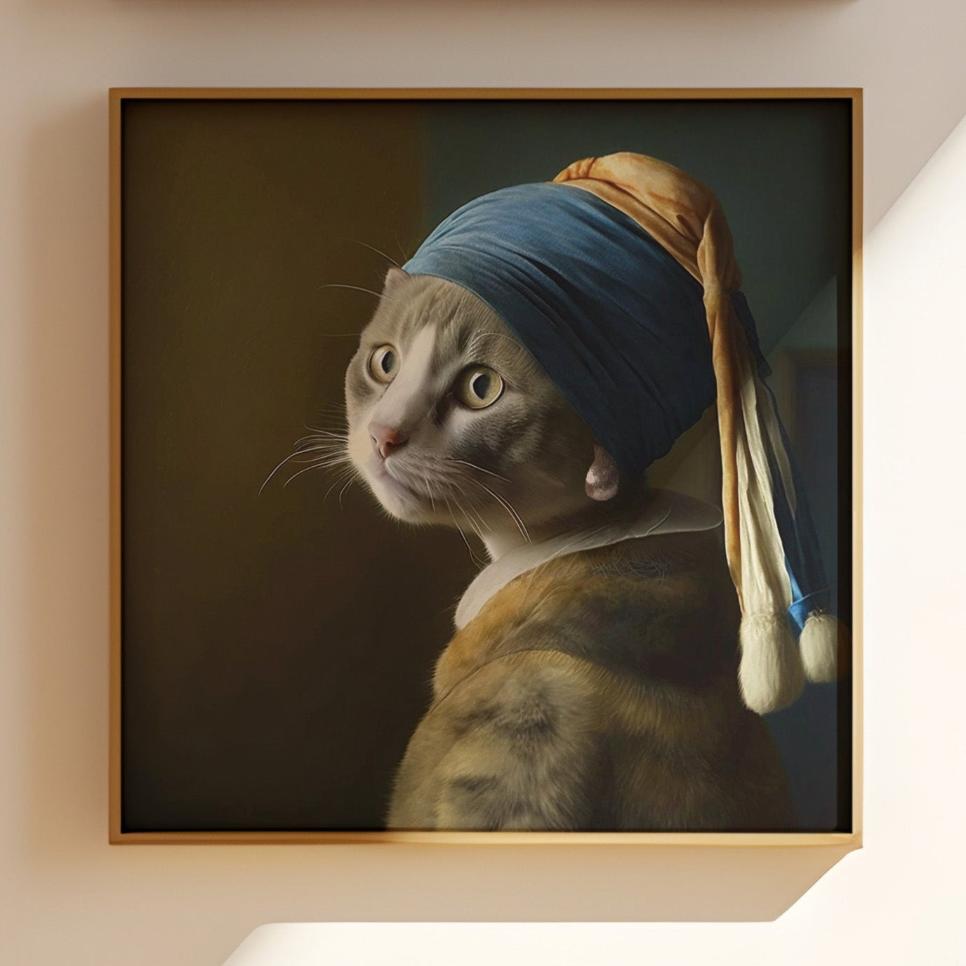 Portrait of Cat with Pearl Earring print | Johannes Vermeer - The Hue Map