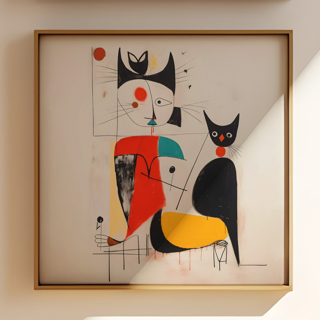 Joan Miro print of a Woman with a Cat - The Hue Map