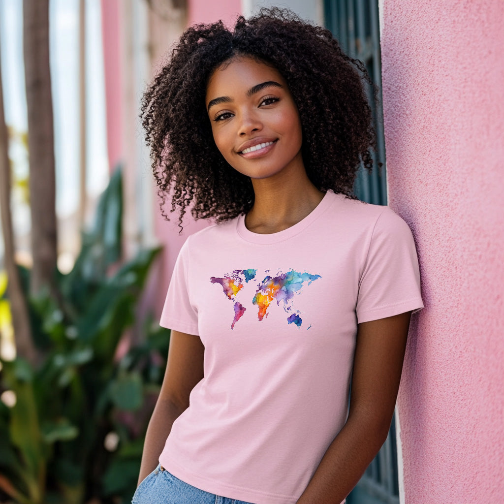 Watercolor World Map Unisex T-Shirt | Eco-Friendly apparel