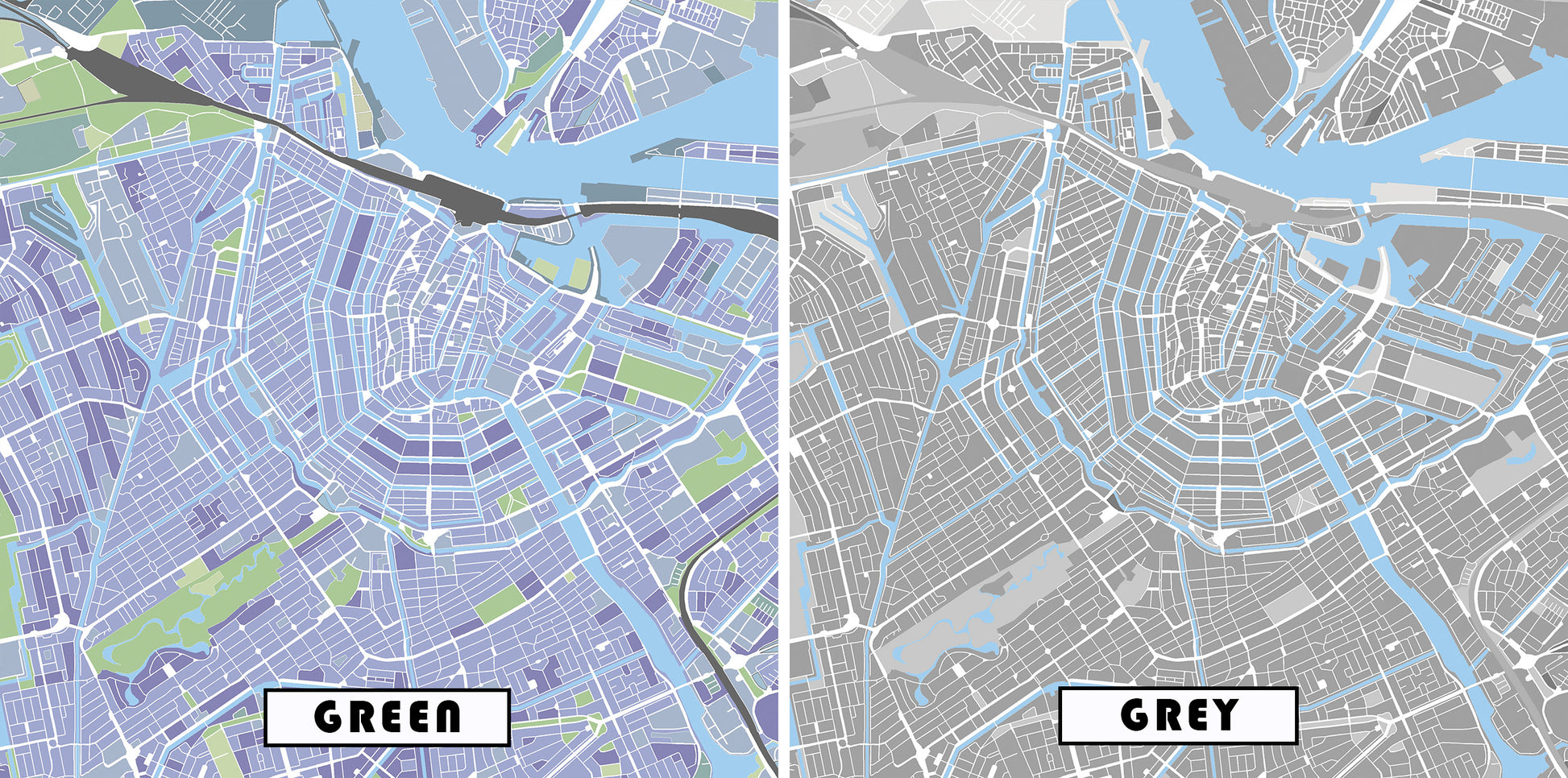 Detail of the Amsterdam city map poster.