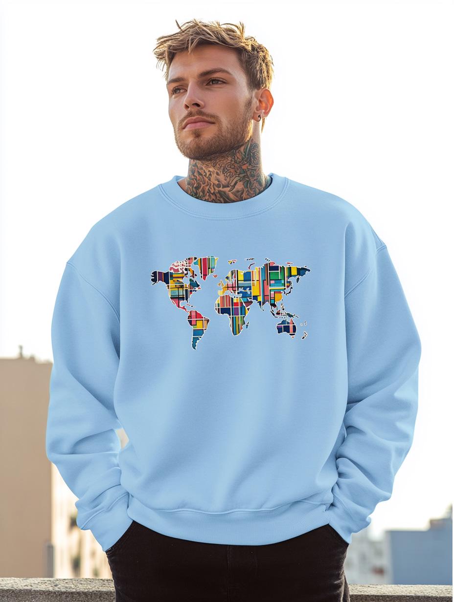 Unisex Retro World Map Sweatshirt